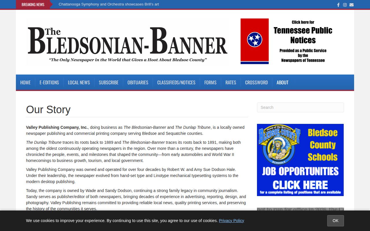 Bledsoe County arrest news source page from the Bledsonian-Banner