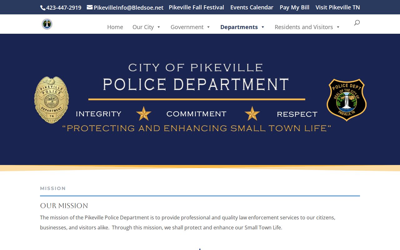 Pikeville Police record-source page for mugshot and arrest inquiries