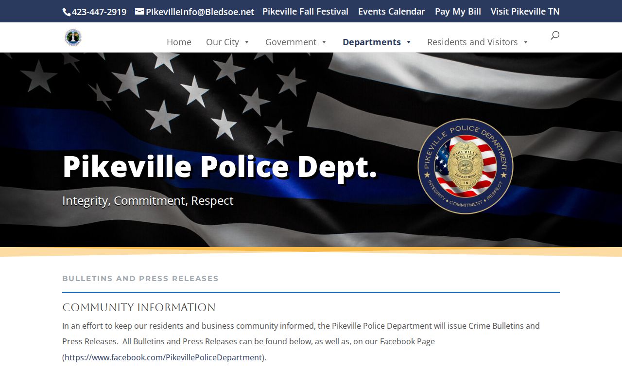 Pikeville police bulletin record index for arrest and mugshot inquiries